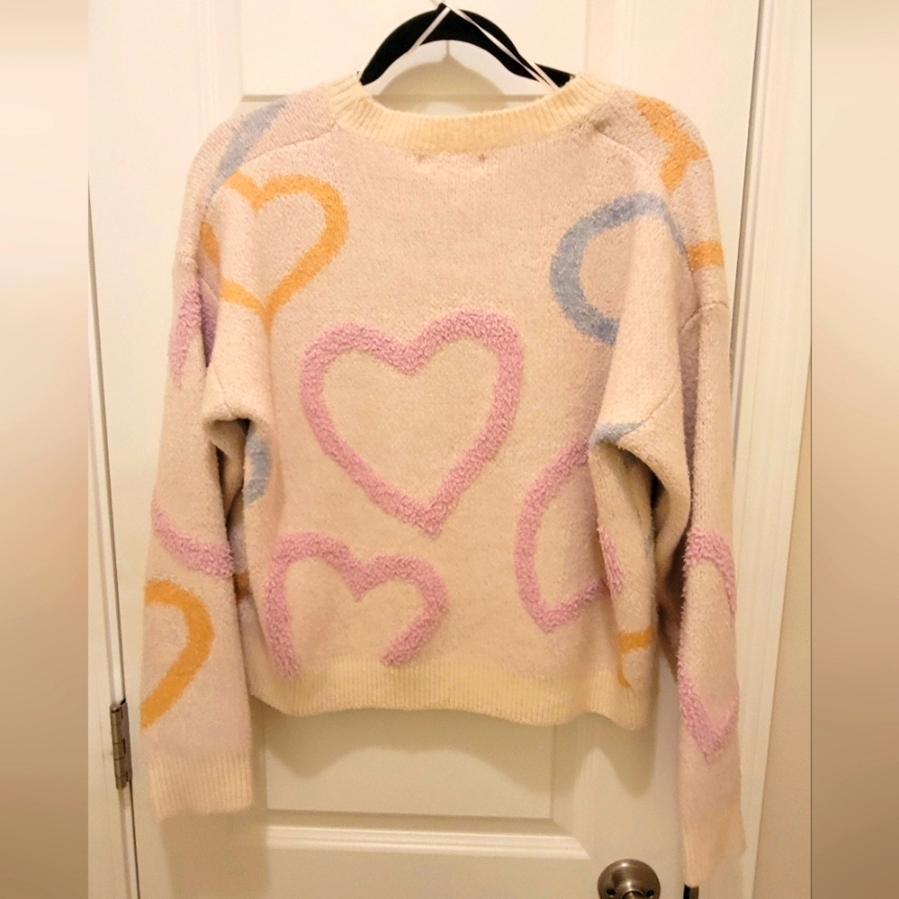 Heart Sweater (Pink, Blue & Yellow,Medium by Threaded Leaf (Purchased from Ross)